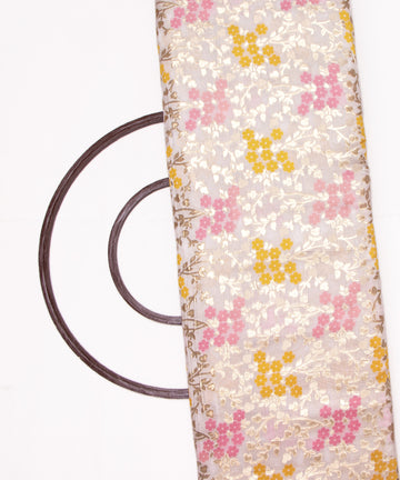 White Colour Floral Design Dyeable Viscose Dolla Silk Fabric